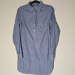 Amour Vert Women's Organic Cotton Chambray Popover Tunic Shirt Dress M USA